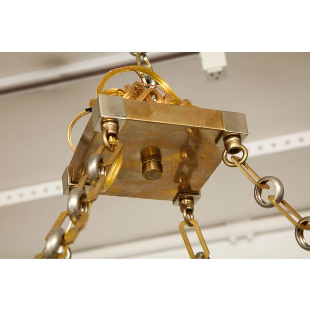 Not Yet Made - Made To Order Bespoke Art Deco Style Nickel and Brass-Plated Pendant Fixture For Sale - Image 5 of 8
