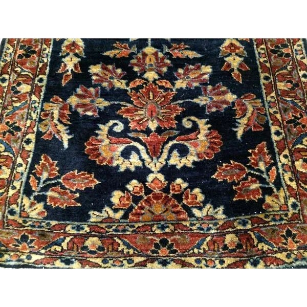 Early 1900s Persian Lilian Runner, Handwoven Allover Floral Design, Navy & Red, 3’ X 7’ For Sale - Image 10 of 12