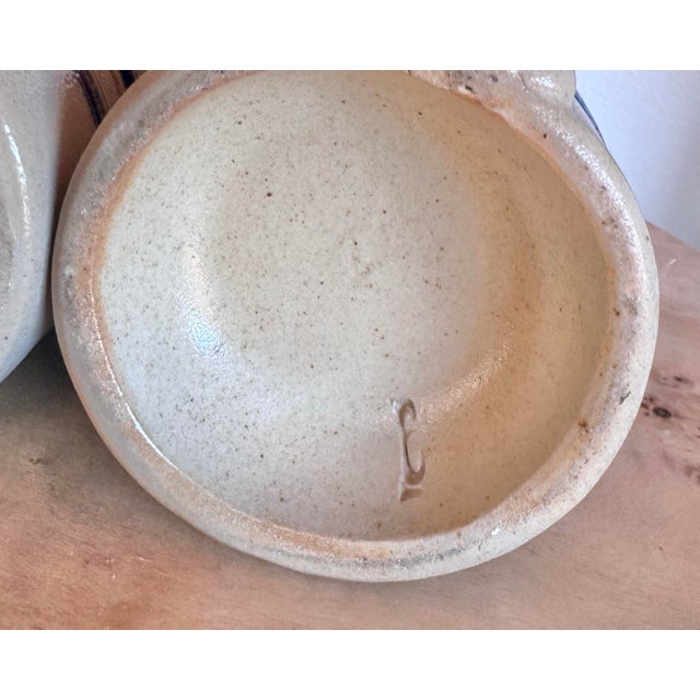 Antique Whites of Utica Salt-Glazed Stoneware Barrel Mug with Blue Bands Charming antique stoneware barrel mug by Whites...