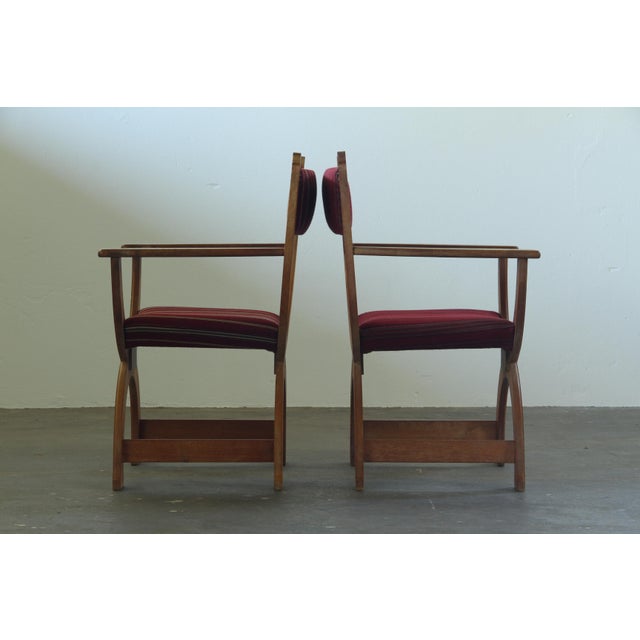 Vintage Brutalist Kurul Armchairs in Oak by Henning Kjærnulf, 1960s, Set of 2 For Sale - Image 10 of 18