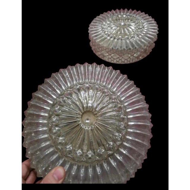 1960s Mid-Century Round Clear Cut Glass Sconces or Flush Mounts, Germany, 1960s, Set of 2 For Sale - Image 5 of 7