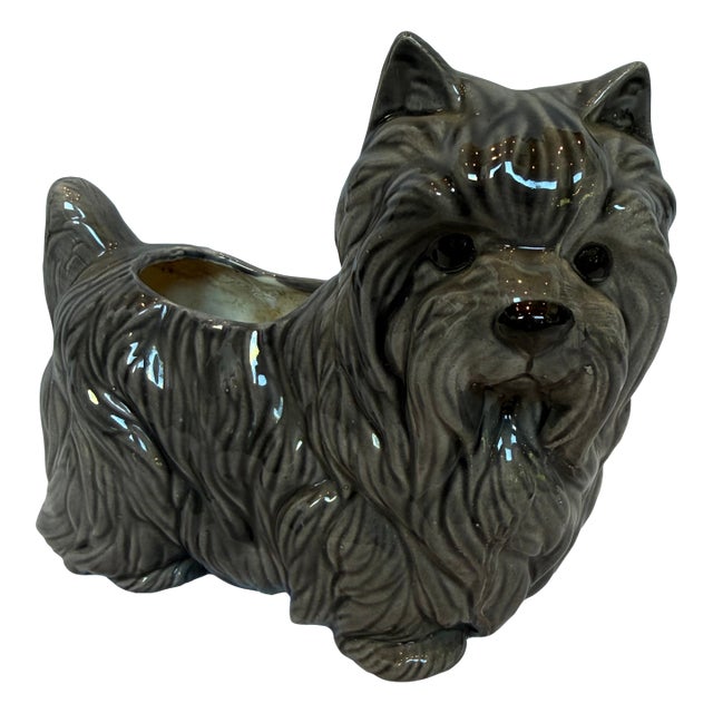 1940s Porcelain Yorkie Planter For Sale