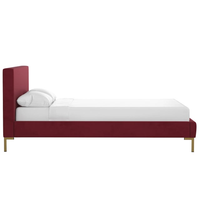 Transitional Norah Platform Bed in Berry Classic Velvet, California King For Sale - Image 3 of 6