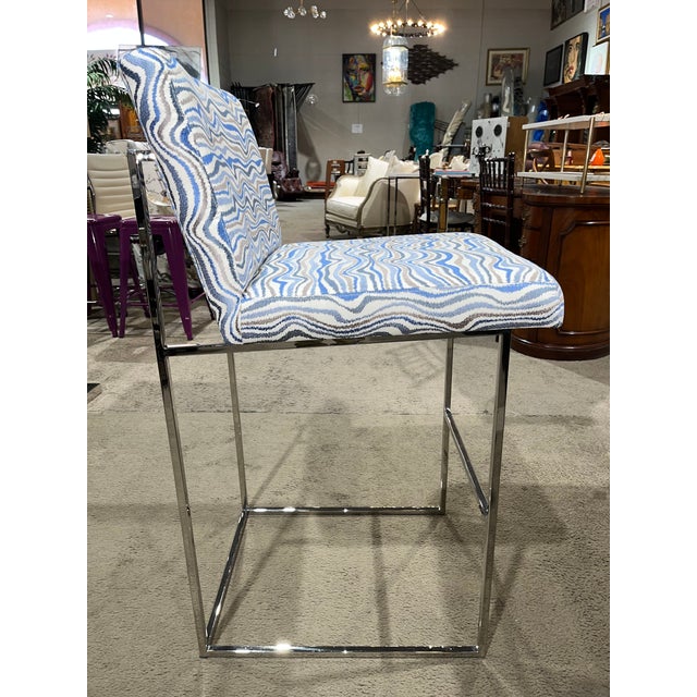 2010s Milo Baughman Wave Fabric Bar Stool For Sale - Image 5 of 7