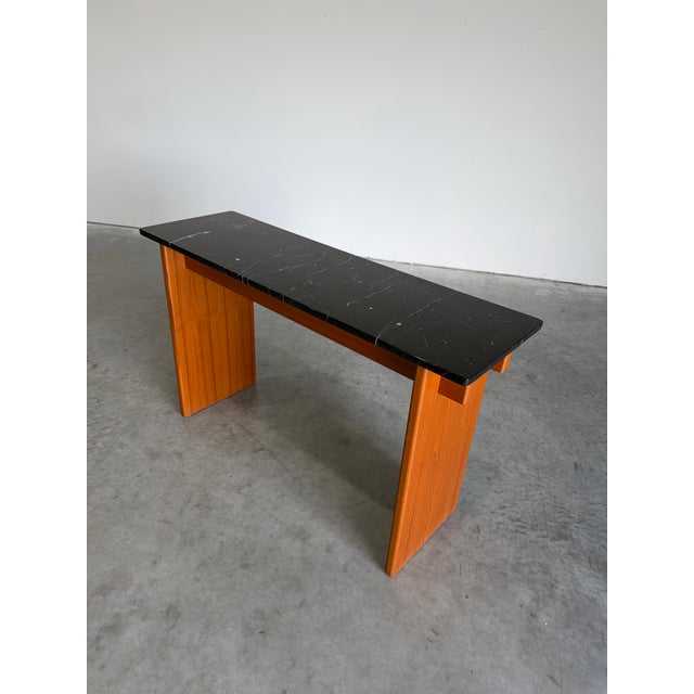 Vintage Danish Teak and Marble Console Table For Sale - Image 4 of 12