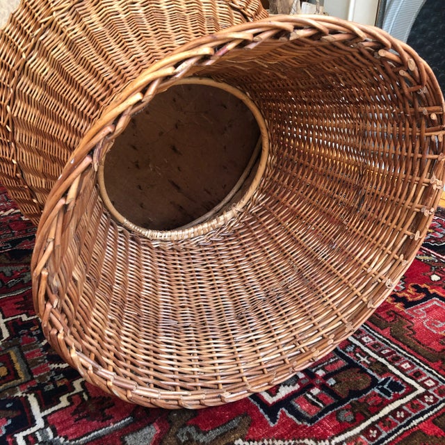 Tan Mid-20th Century Boho Handwoven Wicker Table For Sale - Image 8 of 12