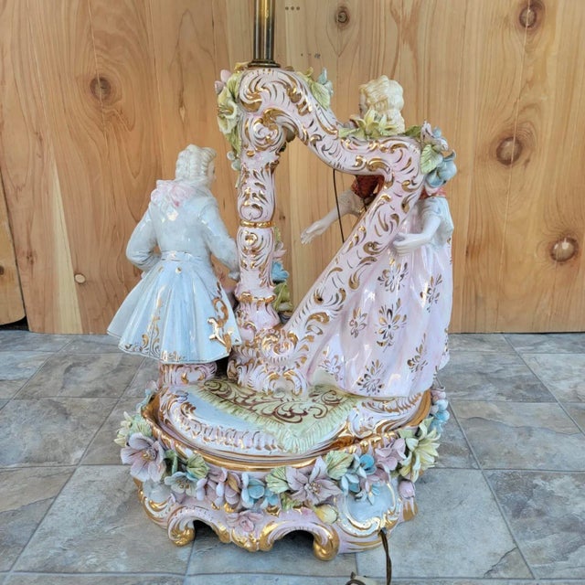 Vintage Victorian Italian Capodimonte Porcelain Table Lamp For Sale - Image 10 of 10