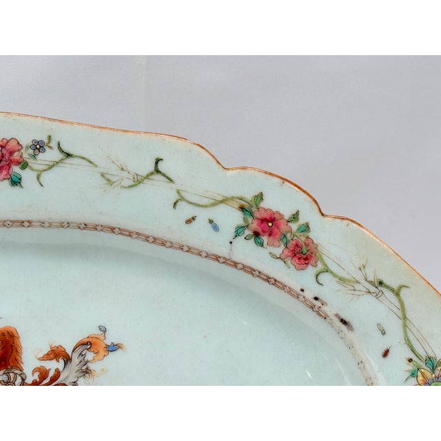 Ceramic Chinese Export Macgregor of MarcGregor Armorial Porcelain Platter C. 1760 For Sale - Image 7 of 9