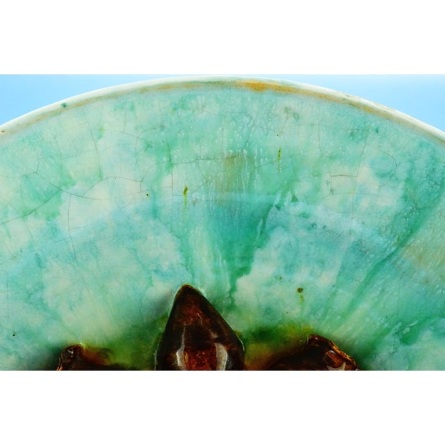 Modernist Art Ceramic Majolica Plate attributed to Jerome Massier, Vallauris, France, 1960s For Sale - Image 15 of 18