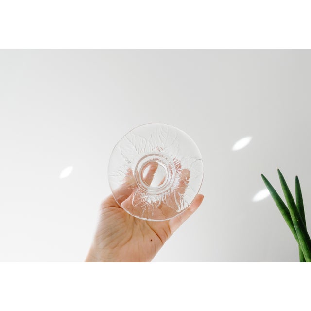 Transparent Vintage Scandinavian Modern Glass Leaf Candlholder/Egg Cup by Goran Warff for Kosta Boda Sweden - a Pair For Sale - Image 8 of 13
