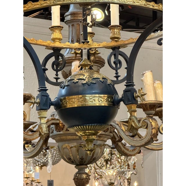 Traditional Empire Gilt Bronze Chandelier For Sale - Image 3 of 9