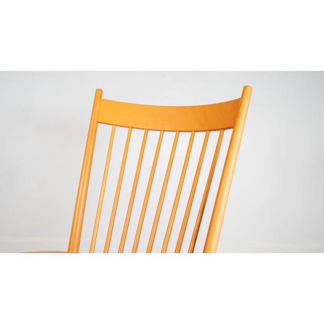 Mid Century Danish Modern 'Model J16' rocking chair by Hans Wegner for FDB Møbler, circa 1970s. Solid lacquered beech wood...