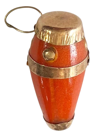 Vintage 14k Gold and Bakelite Coral Good Luck Charm Pendant