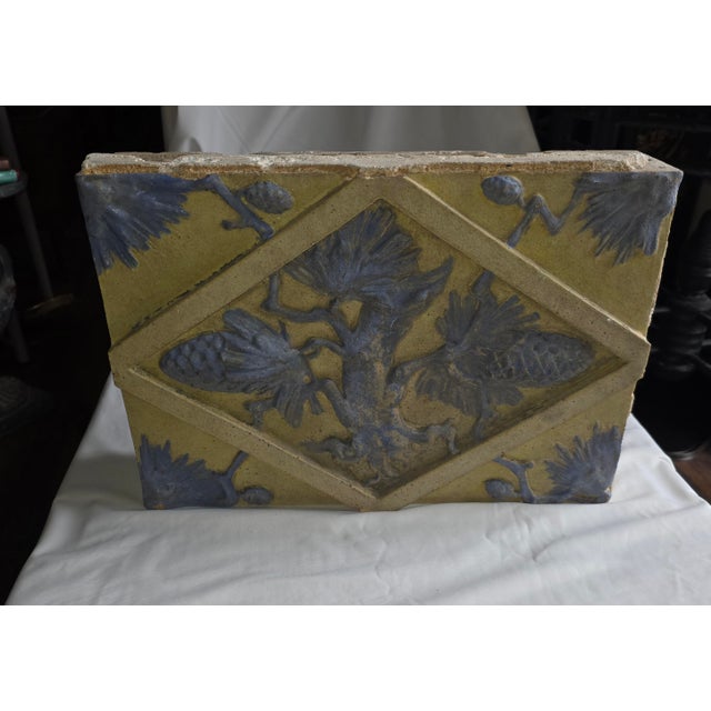 Ceramic Early 20th Century Architectural Fragment Tile With Pinecone Motif For Sale - Image 7 of 12