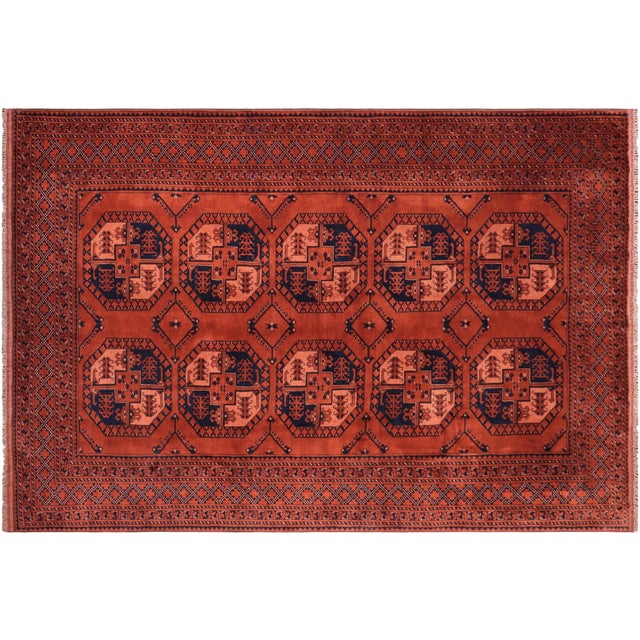 Tribal Kargahi Rust/Blue Wool Rug - 6'11'' X 10'2'' For Sale - Image 9 of 9