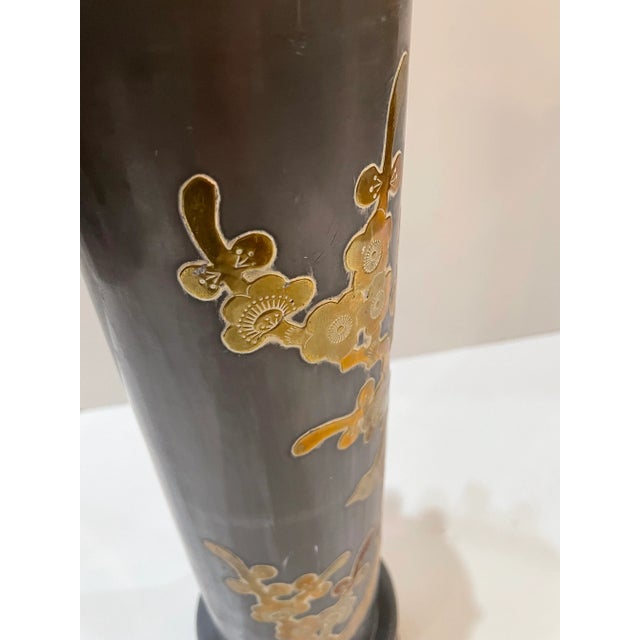 Vintage 1970s Metal Cylinder Vase For Sale - Image 4 of 6