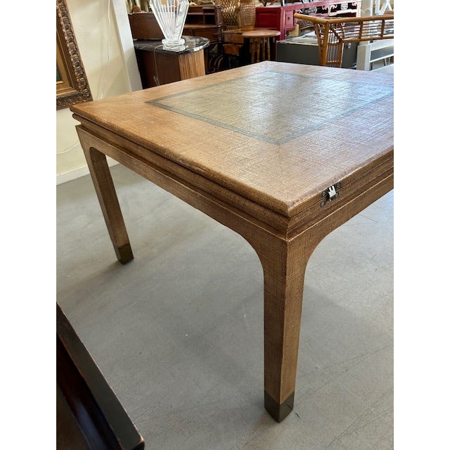 20th Century Grasscloth Flip Top Dining Game Table For Sale - Image 9 of 13