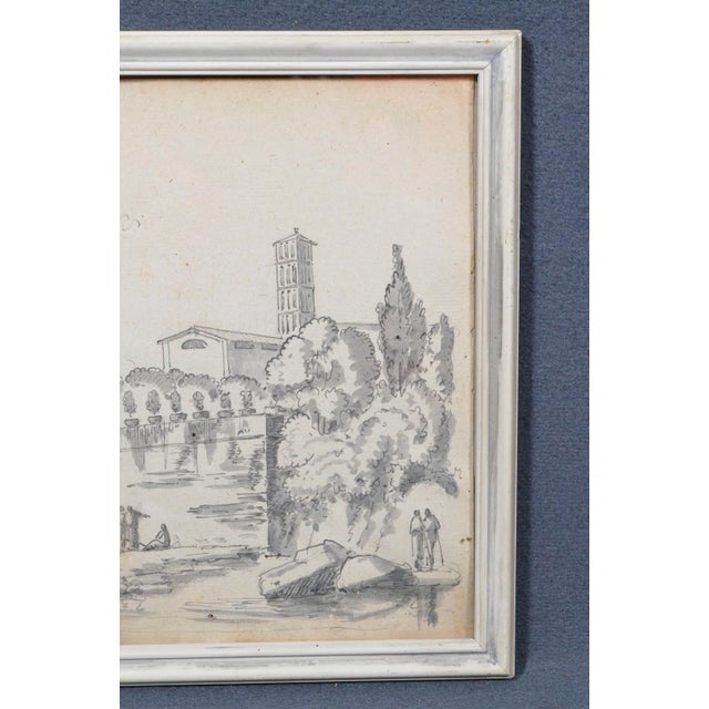 Early 19th Century Constant Bourgeois Du Castelet (1767–1841) Pair of Ink Wash Drawings — Views of Palaces in the Roman Countryside For Sale - Image 14 of 17