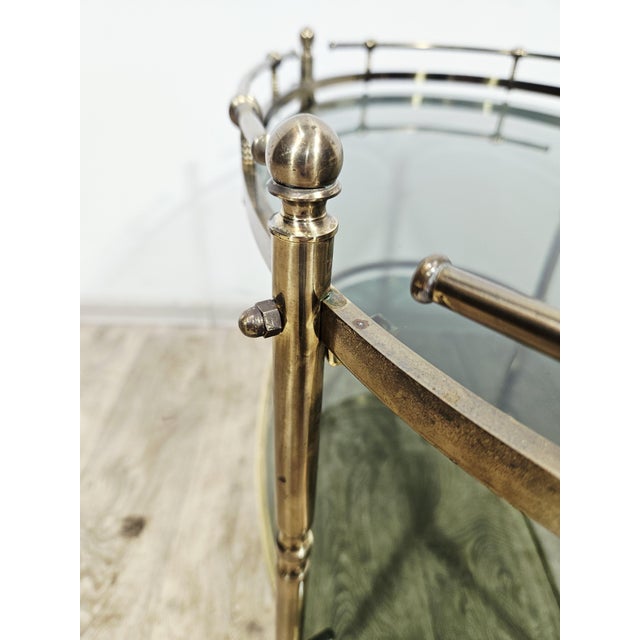 Vintage French Brass Serving Bar Cart, 1960s For Sale - Image 14 of 18