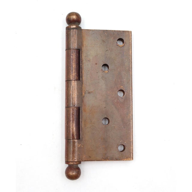 Vintage 4.5 X 5 In. Bronze Ball Tip Butt Door Hinge For Sale - Image 4 of 4