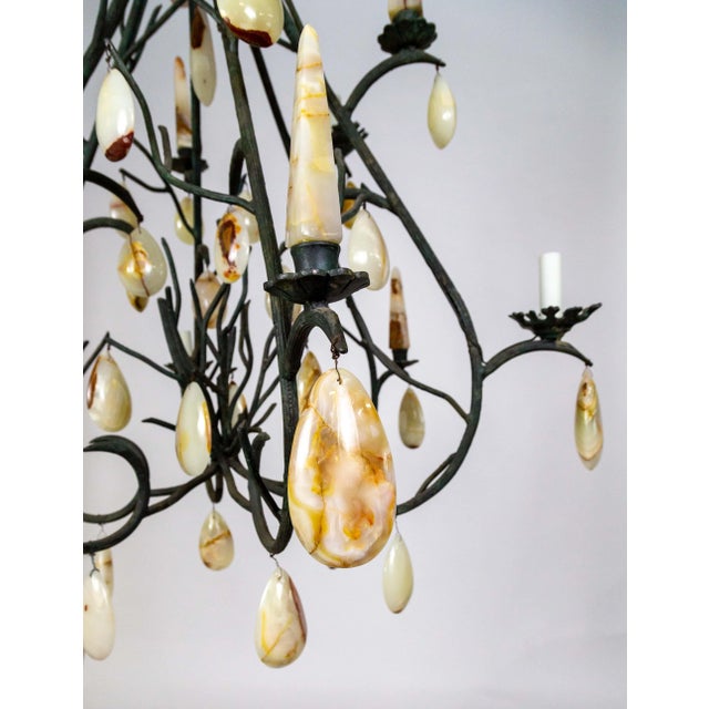 Modern Late 20th Century Giant Forest Green Branch Chandelier With Onyx Crystals by Luciano Tempo For Sale - Image 3 of 12