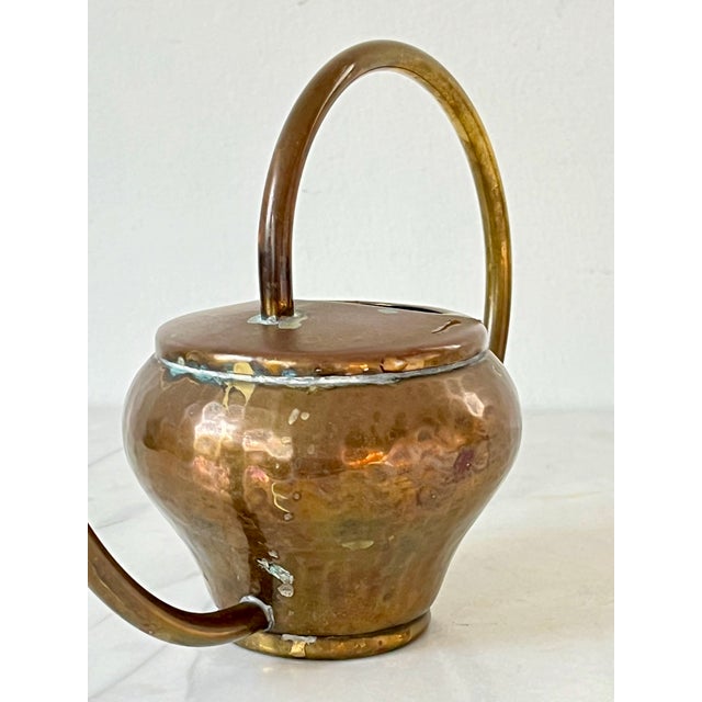 Vintage German Hammered Brass Watering Can For Sale In Milwaukee - Image 6 of 8