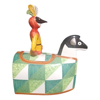 Harlequin Teapot from Cerámicas Benlloch, Manises Spain, 1999, Set of 2 For Sale