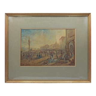 "Market Day," C. 1900 Framed Aquatint Print For Sale