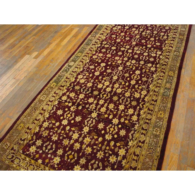 Indian 1890s Red Burgundy Floral Antique N. Indian Agra Rug 4' X 8'5" Handknotted Wool Carpet For Sale - Image 3 of 6