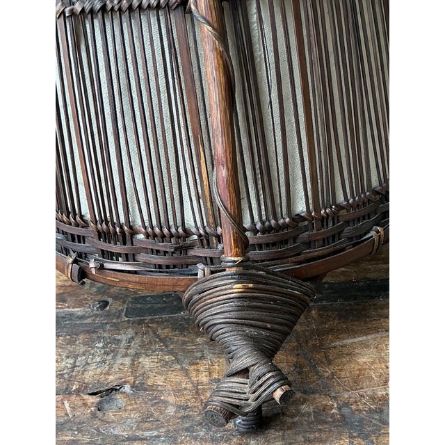 Vintage Japanese Woven Reed Lamp For Sale - Image 9 of 18