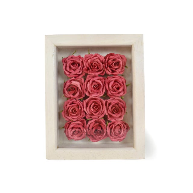 -Handmade dozen of roses in a frame is a unique wall decor or beautiful gift idea. -in great vintage condition -Dimensions...