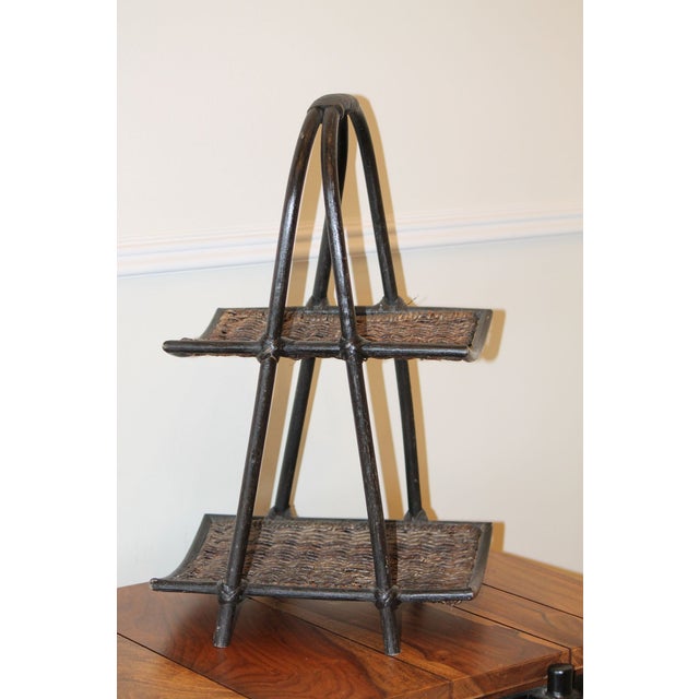 Vintage 2-Tier Boho Rattan and Bamboo Shelf For Sale - Image 9 of 10