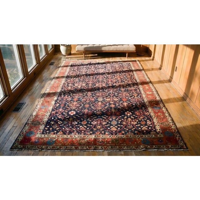 Sensational Blue and Red Color With Great Floral Design Antique N W Persian Rug For Sale - Image 10 of 10
