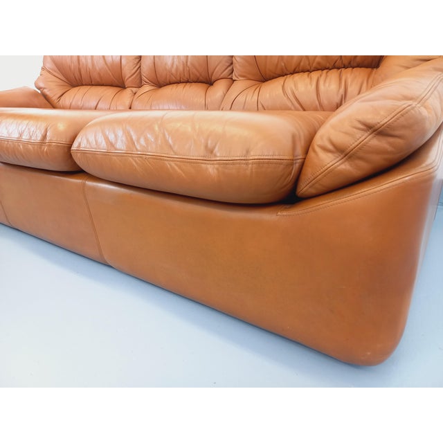 Vintage Cognac and Camel Leather Sofa, 1970s For Sale - Image 18 of 18