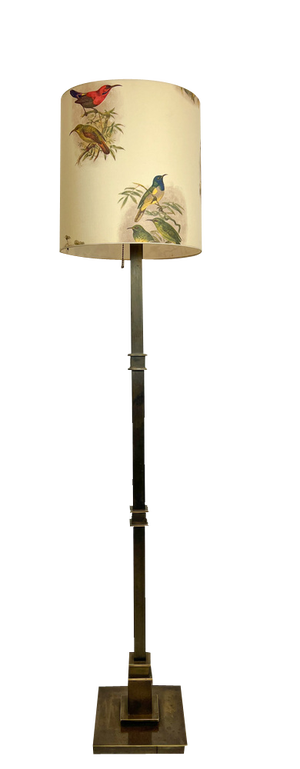 Art Deco Brass Floor Lamp with Geometric Accents, 1950s