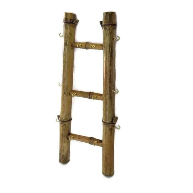 Rustic Vintage Boho Bamboo Ladder Jewelry Display For Sale - Image 3 of 10
