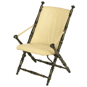 English Style Black Lacquer and Parcel-Gilt Folding Campaign Chair