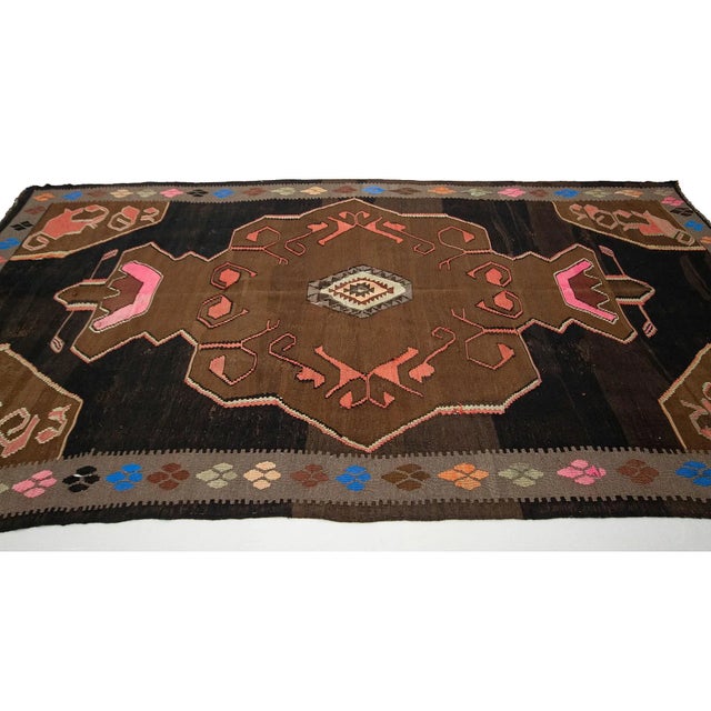 Vintage Turkish Kars Kilim Rug For Sale - Image 4 of 7