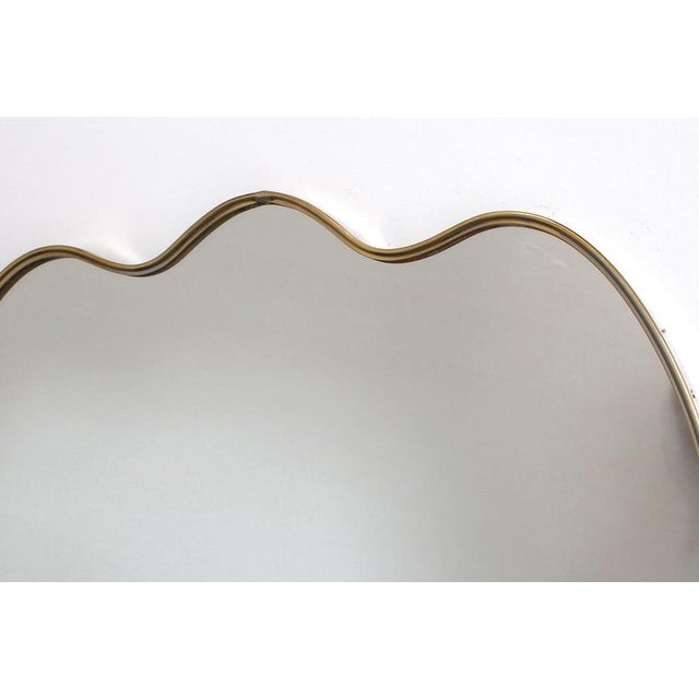 Gio Ponti Vintage Italian Wall Mirror with Brass Frame in the style of Gio Ponti, 1960s For Sale - Image 4 of 13