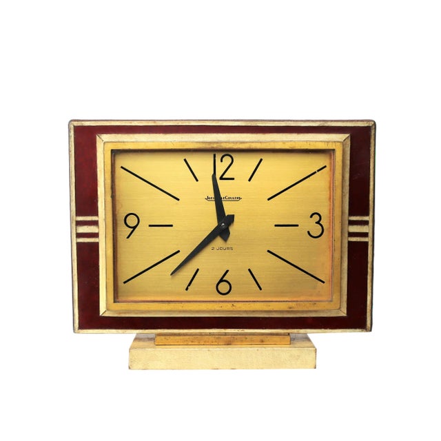 Clock in Leather and Parchment from Jaeger, 1940 For Sale