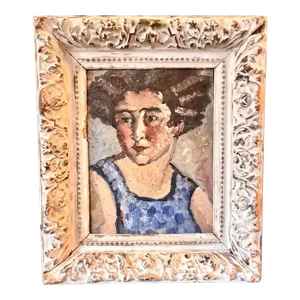 Oil on Panel Portrait of Young Girl 1930 France