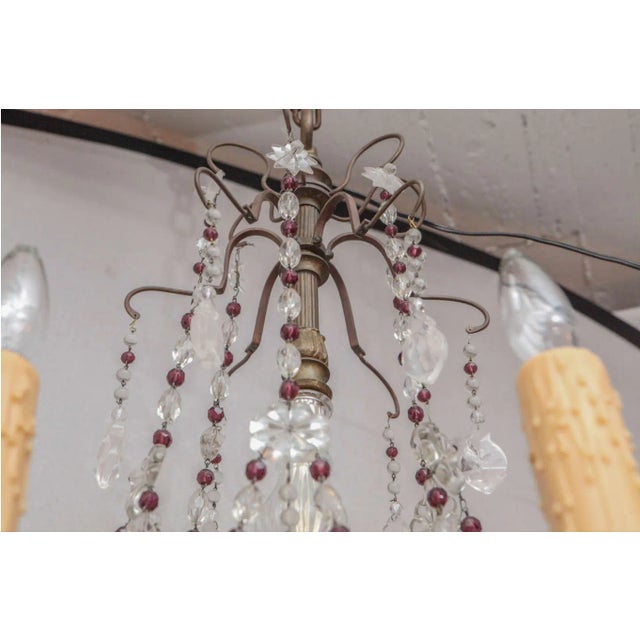 Metal 1900s French Bronze Beaded Chandelier With Amethyst and Rock Crystal For Sale - Image 7 of 12