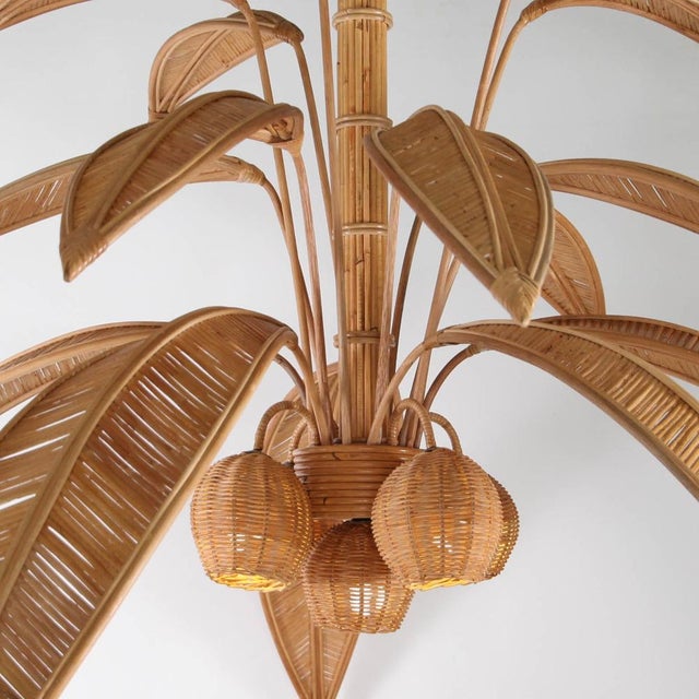 Large Palm Tree Rattan Chandelier For Sale - Image 18 of 18