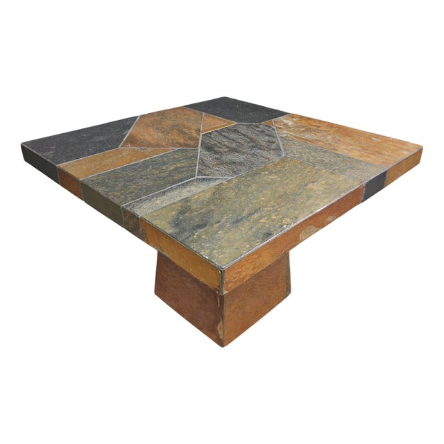 Brutalist Slate Stone Coffee Table, 1980s For Sale