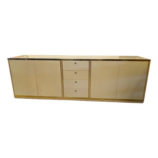 Vintage Beige and Gold Lacquered Wooden Sideboard, 1970s For Sale