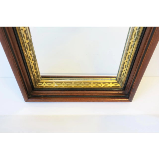 Brown Wood and Gold Giltwood Framed Wall or Vanity Mirror For Sale - Image 11 of 13