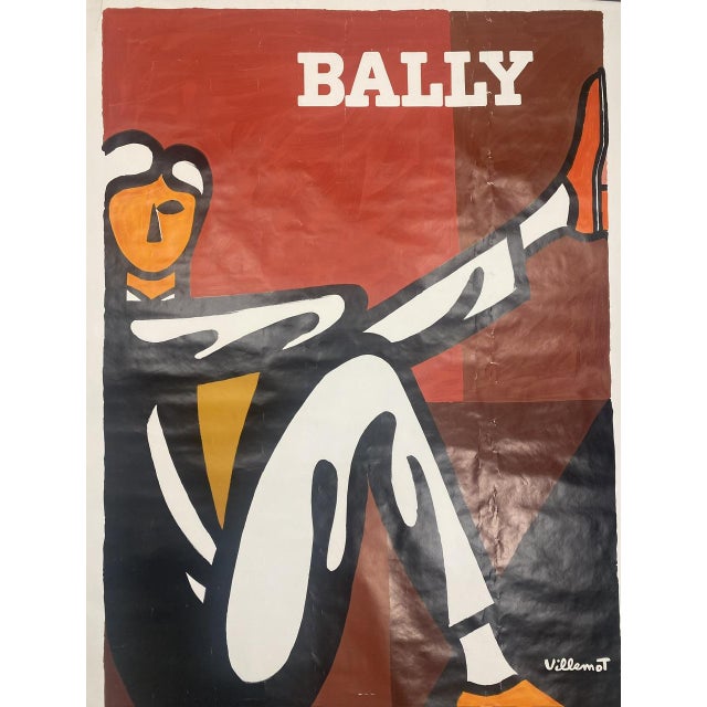 Paper Bally Man Poster from Villemot, 1986 For Sale - Image 7 of 9