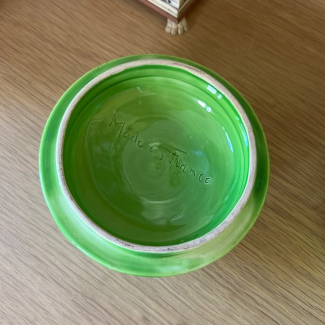 Late 20th Century French Jean Roger Attributed Ceramic Majolica Green Cabbage Tureen With Under Plate For Sale - Image 5 of 9