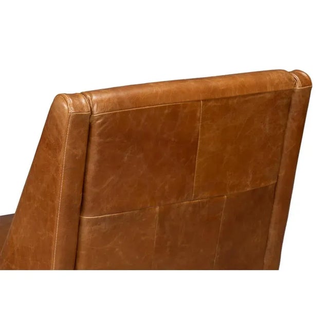 Animal Skin Contemporary Brown Leather Accent Chair For Sale - Image 7 of 10