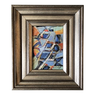 Contemporary Stephen Heigh Small Abstract Painting Wide Wood Frame For Sale